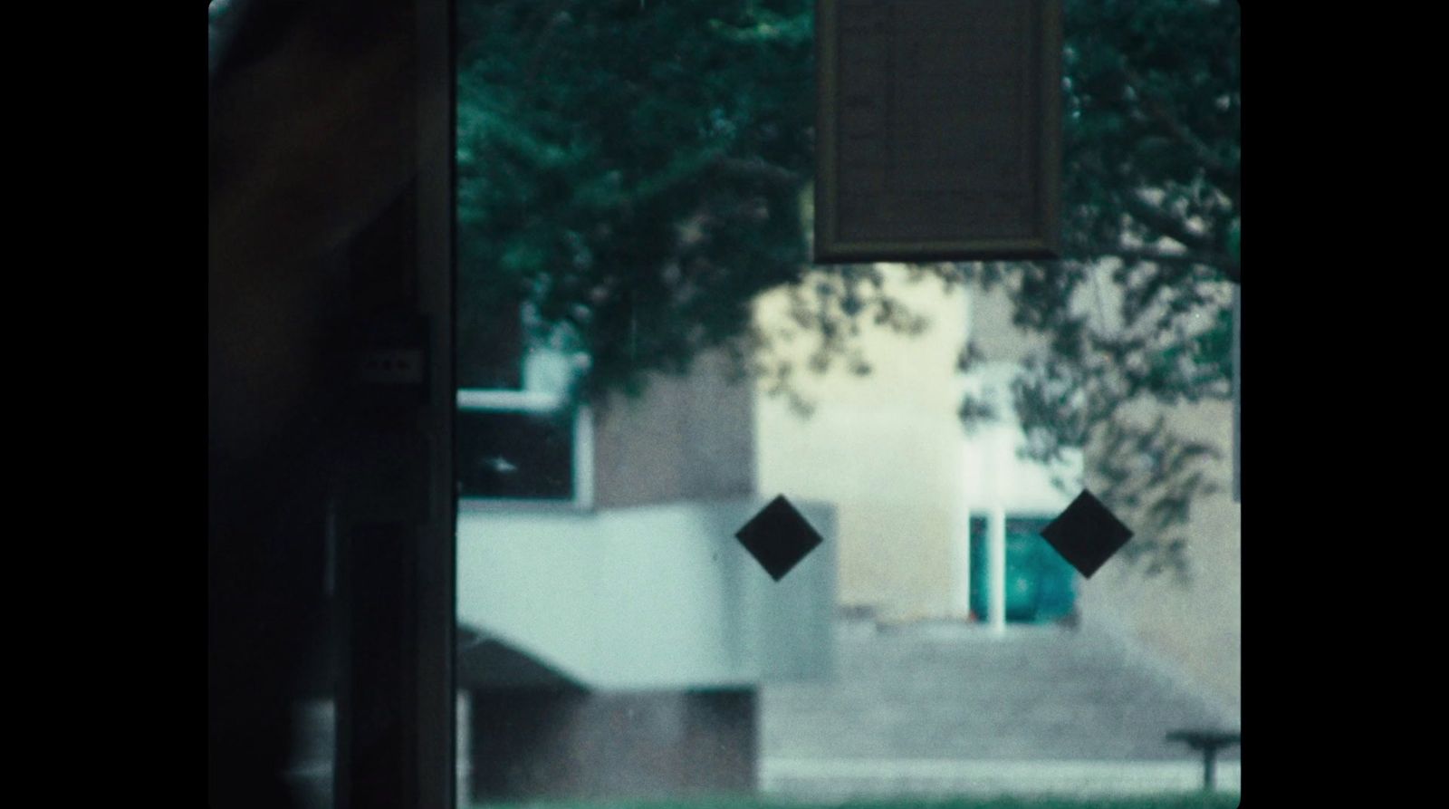 a view of a building through a window