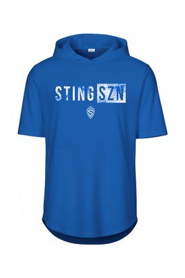 a blue hoodie with the word stingzn printed on it