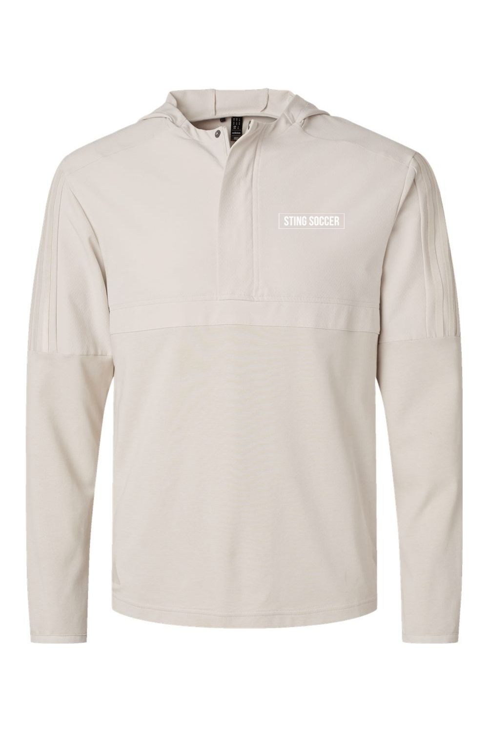 a white hoodie with a white logo on it