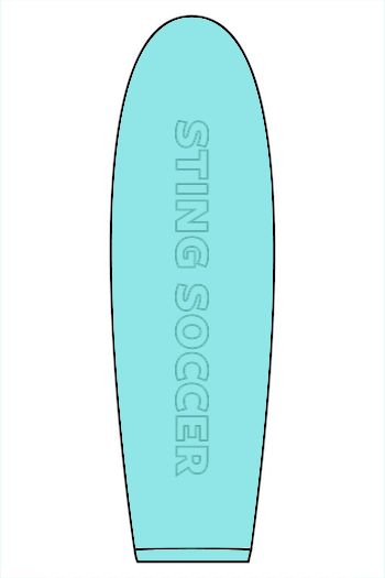 a blue surfboard with the words surfing on it