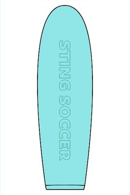 a blue surfboard with the words surfing on it