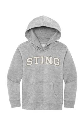 a grey sweatshirt with the word sting on it