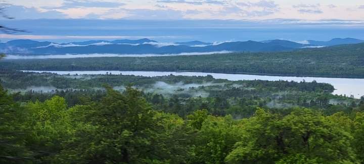 a scenic view of a lake surrounded by trees