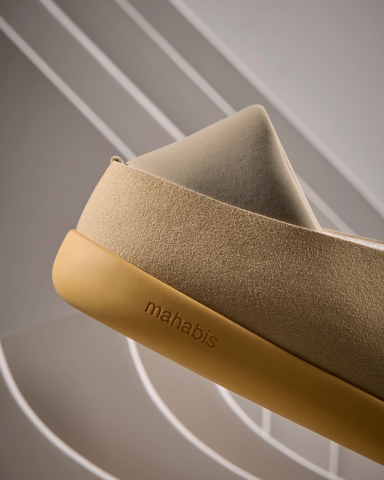 a close up of a shoe with the word mahiabs on it