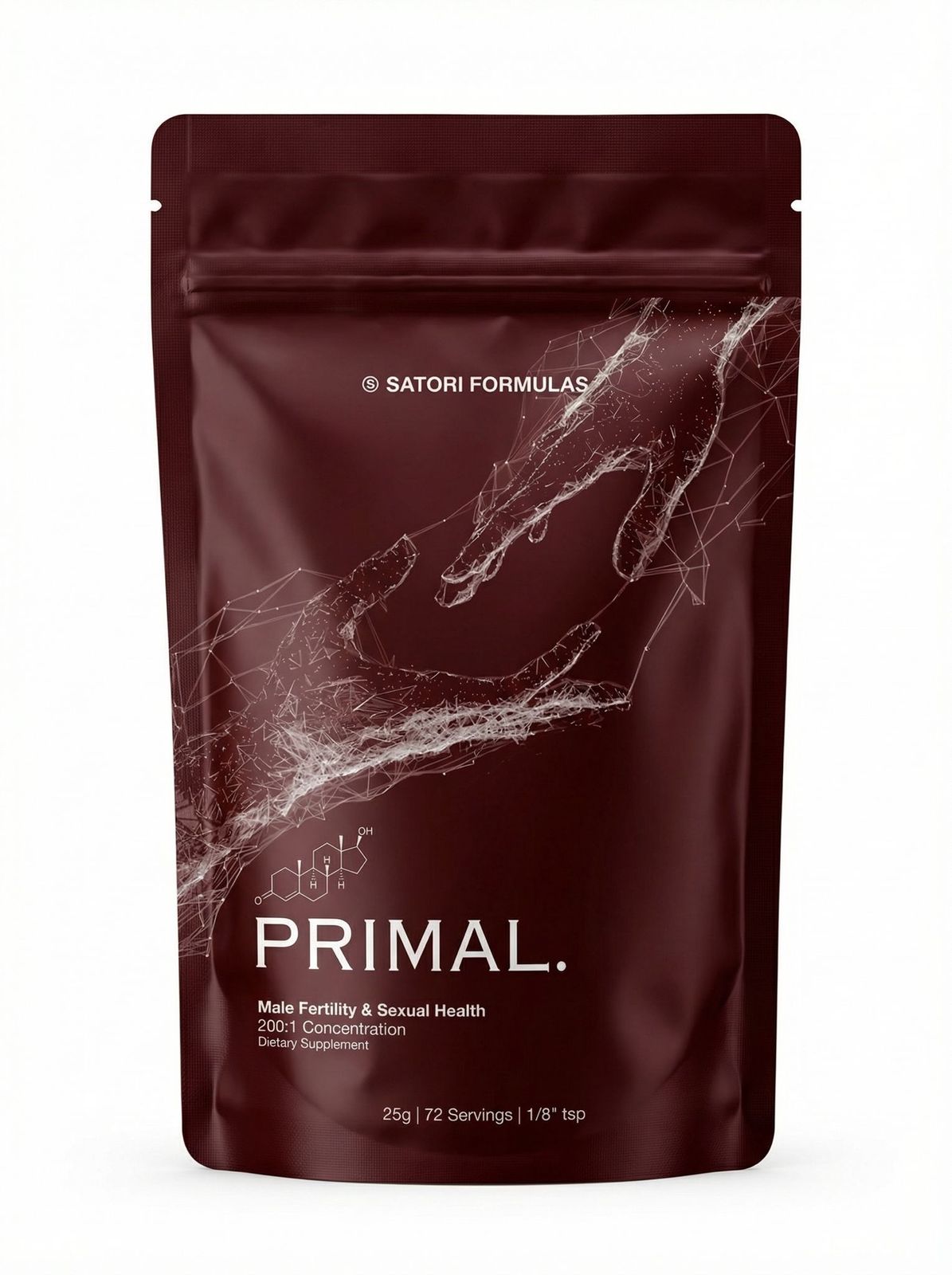 a bag of primal powder on a white background