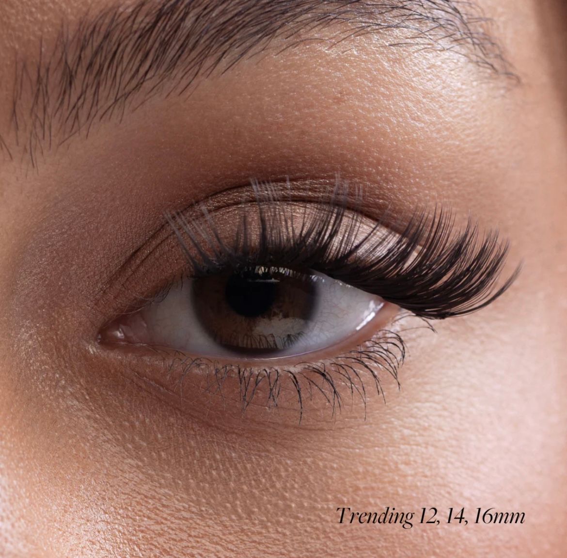 a close up of a woman's eye with long lashes
