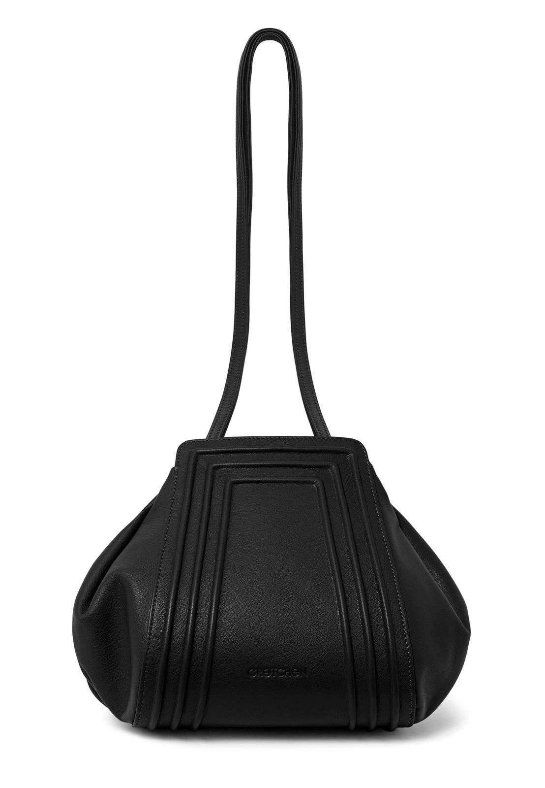 a black handbag on a white background