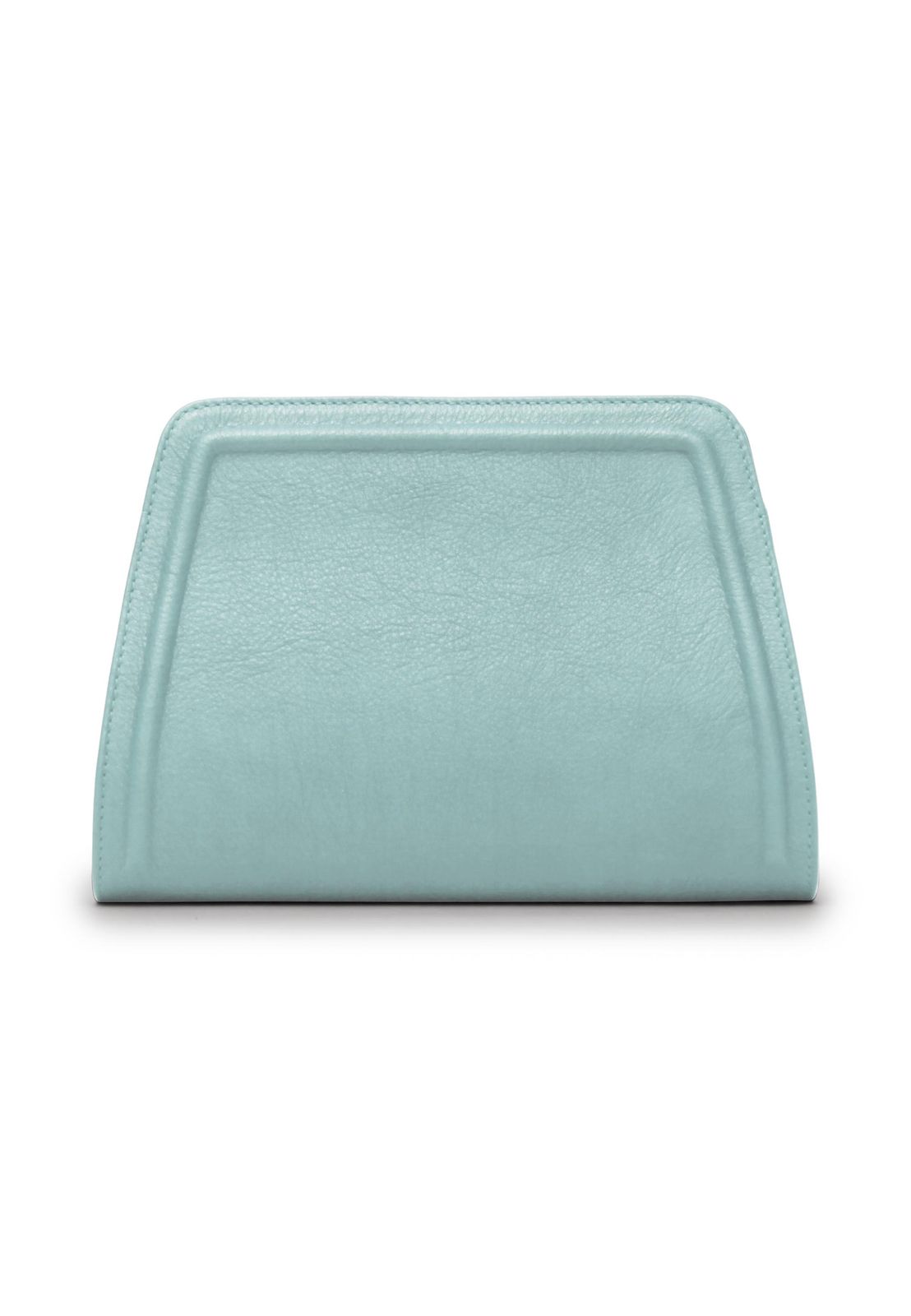 a light blue purse on a white background