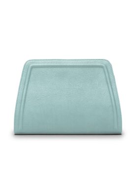 a light blue purse on a white background