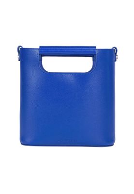 a blue handbag on a white background