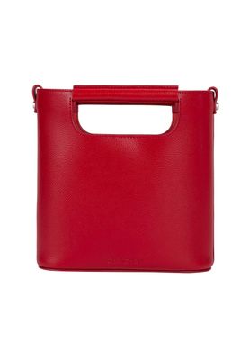 a red handbag on a white background