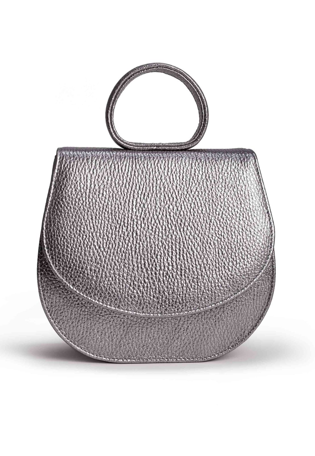 a silver purse on a white background