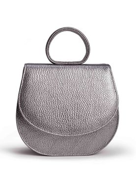 a silver purse on a white background