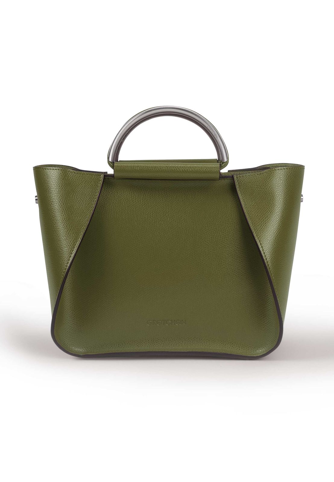 a green handbag on a white background