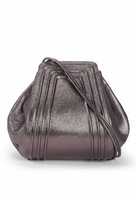 a metallic purse on a white background