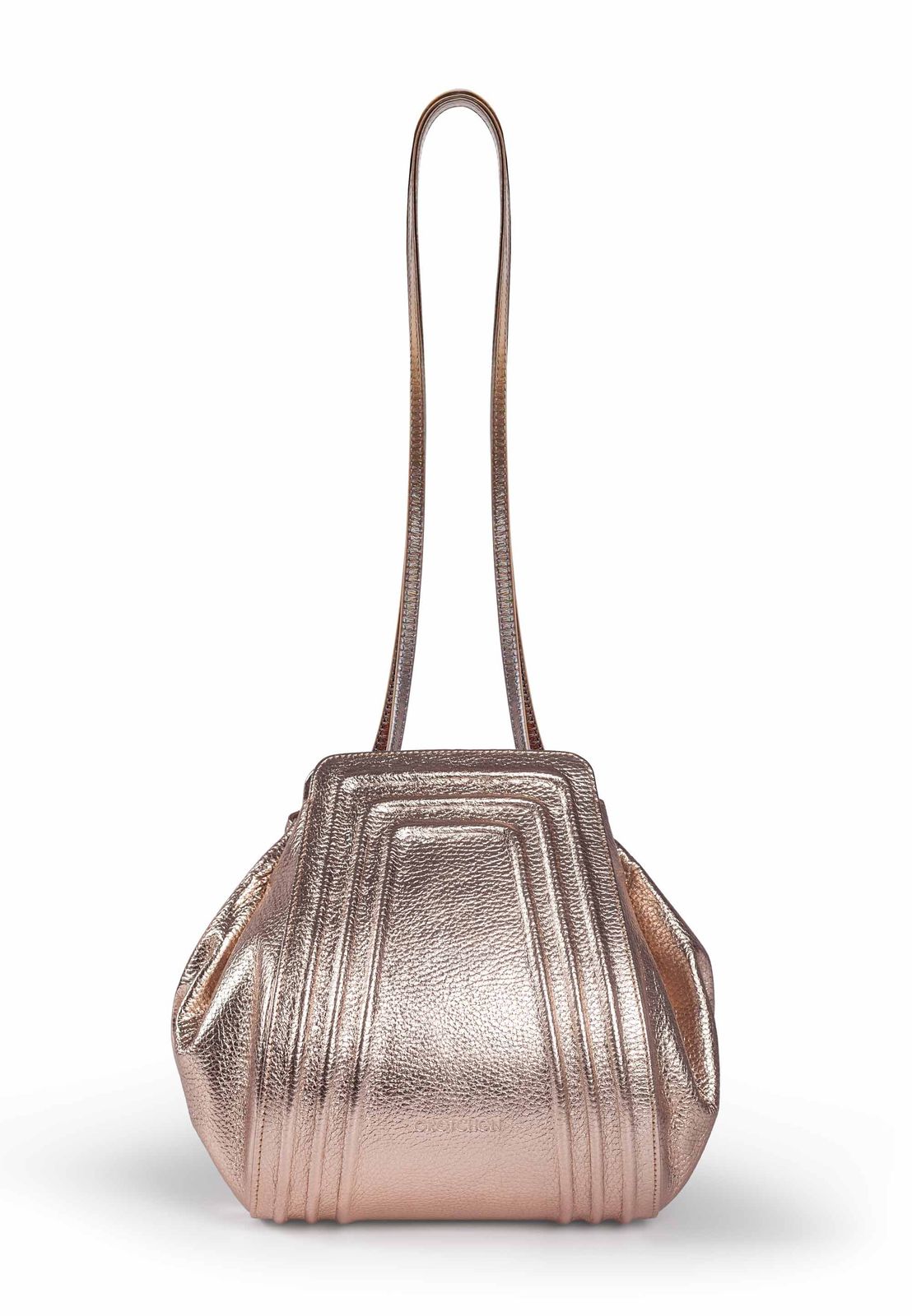 a metallic purse on a white background