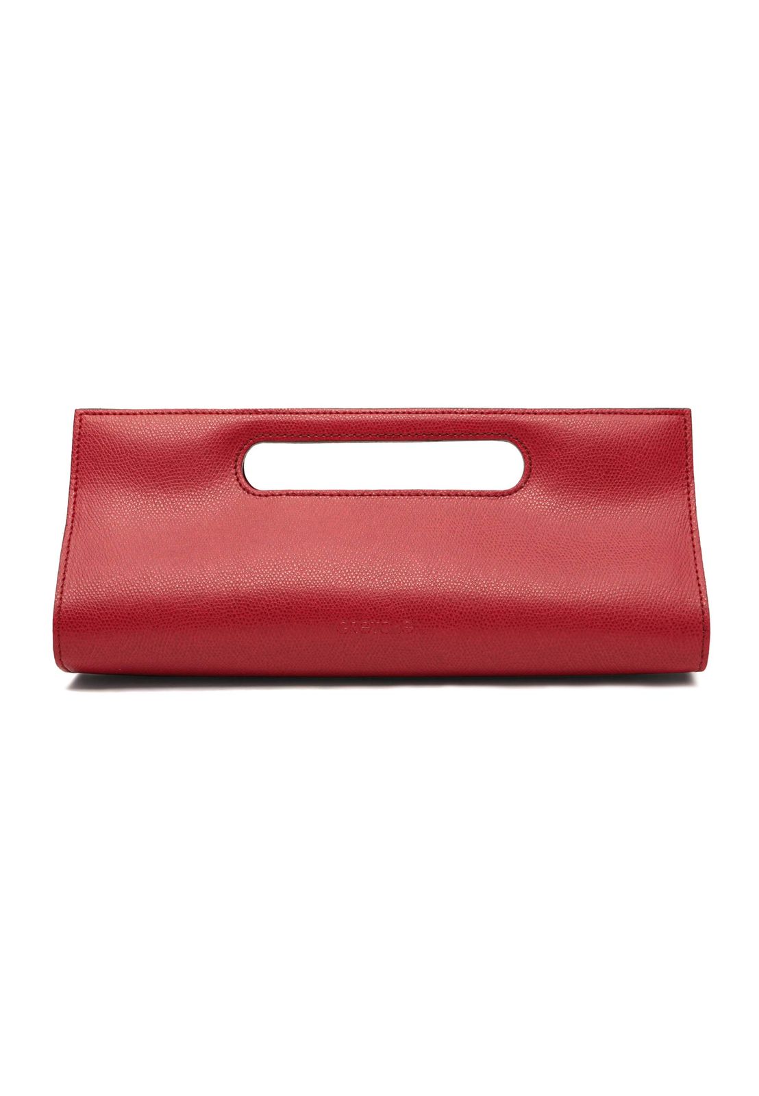 a red clutch bag on a white background