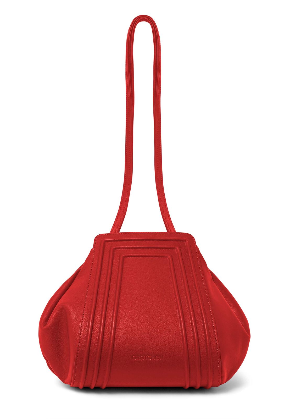 a red handbag on a white background