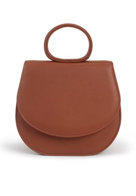a brown handbag on a white background