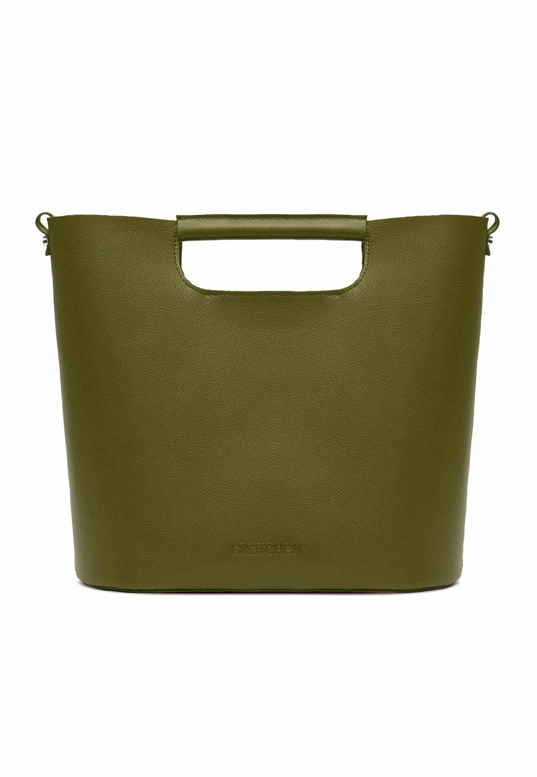 a green leather bag with a handle