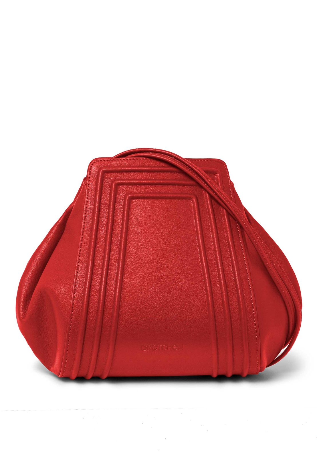 a red handbag on a white background