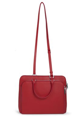 a red handbag on a white background