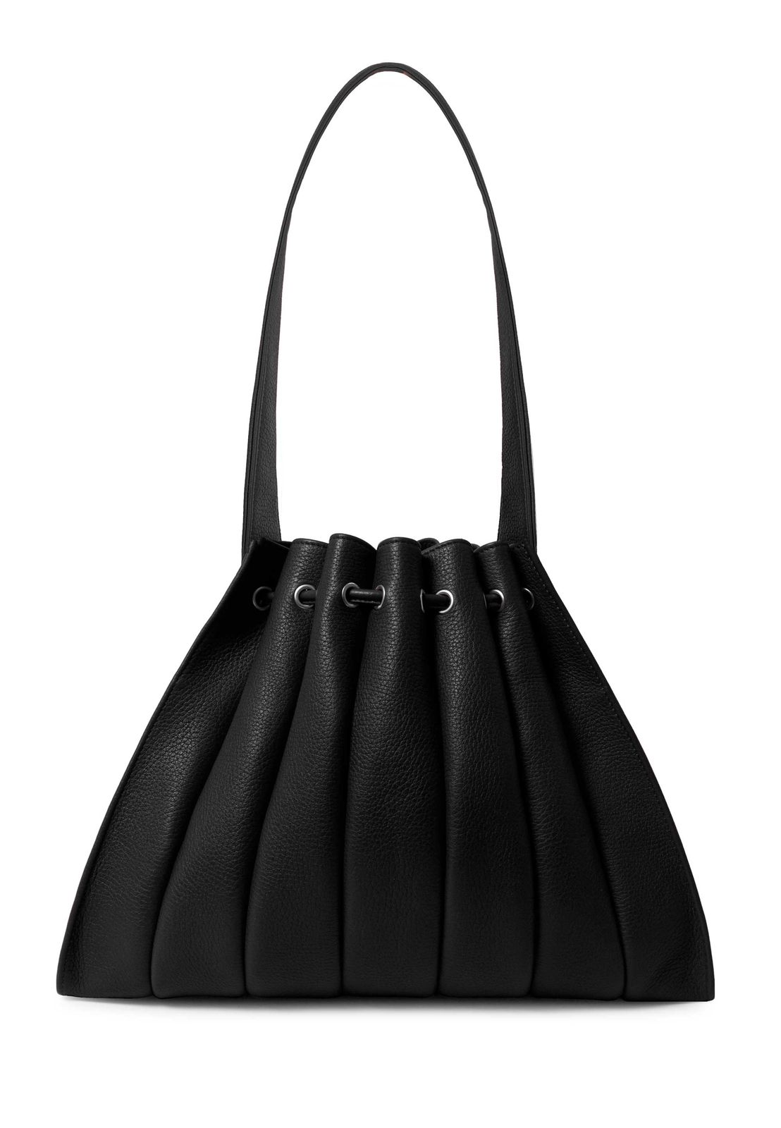 a black handbag on a white background
