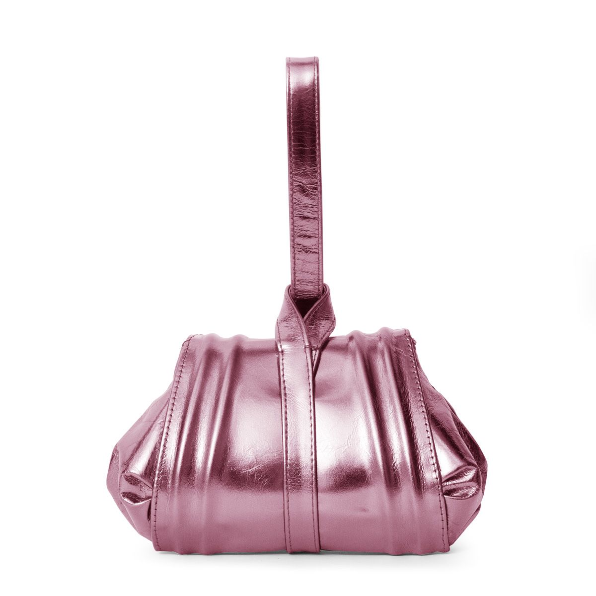 a pink handbag is shown on a white background
