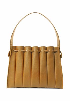 a brown purse with five handles on a white background