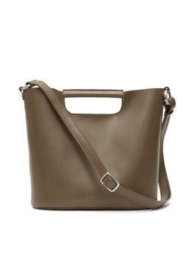 a brown handbag on a white background