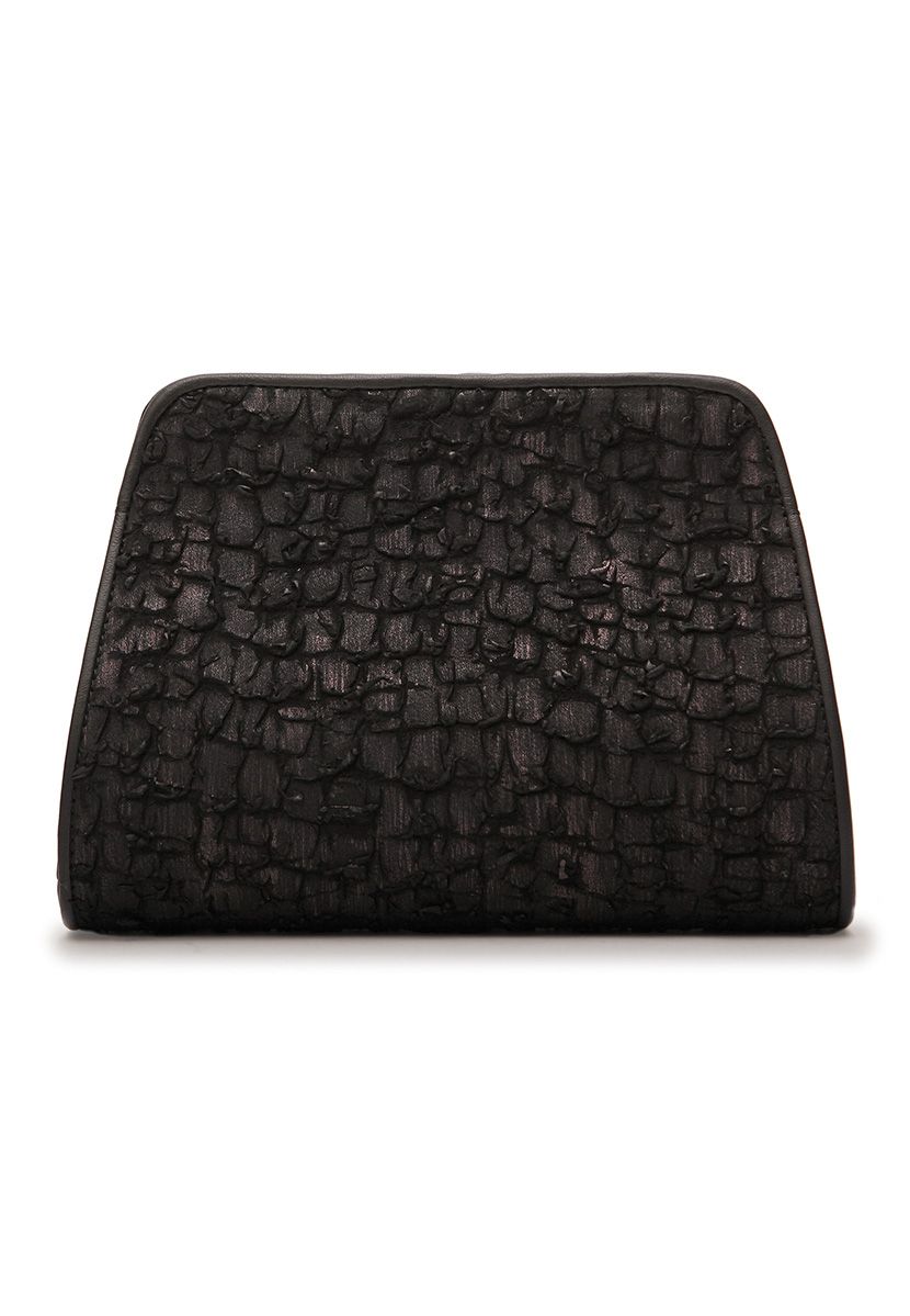 a black purse on a white background