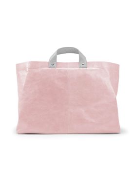 a pink handbag on a white background