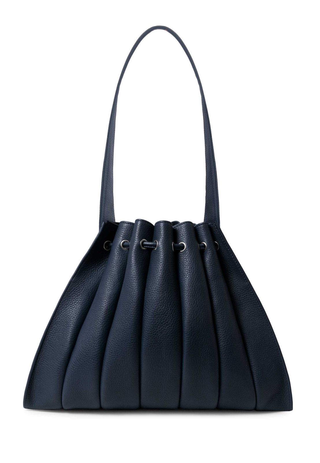 a blue handbag on a white background