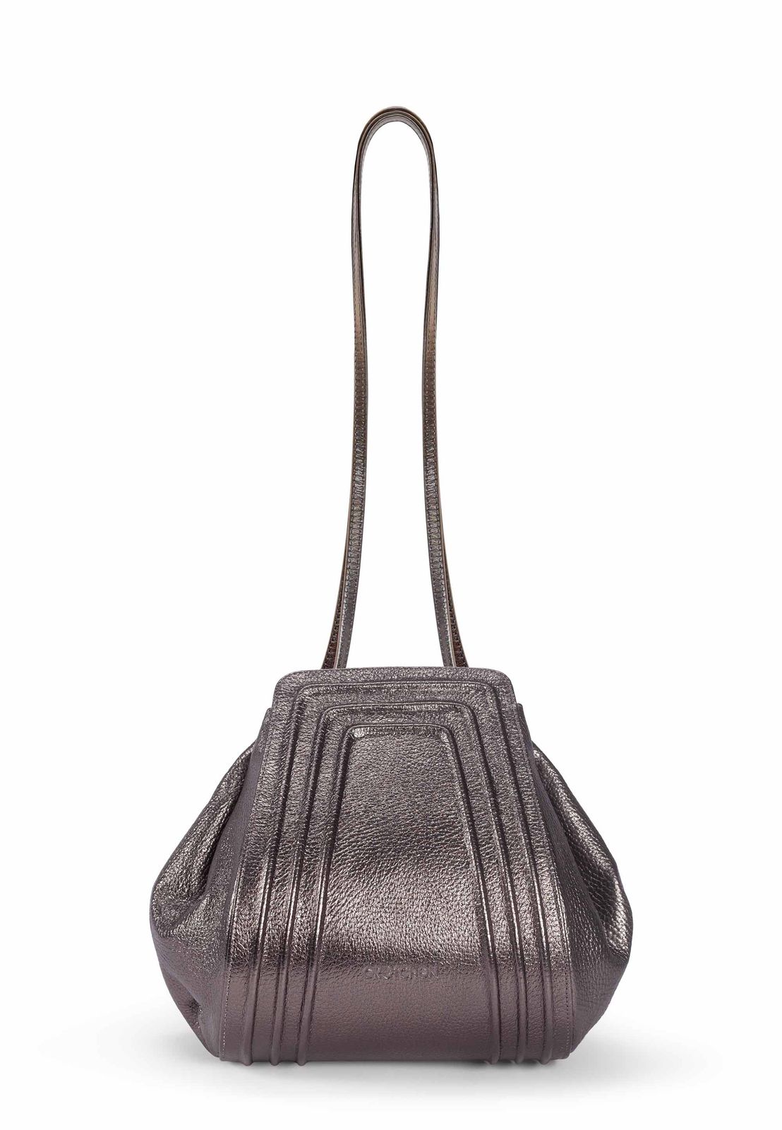 a metallic purse on a white background