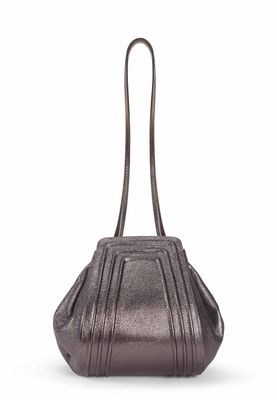 a metallic purse on a white background
