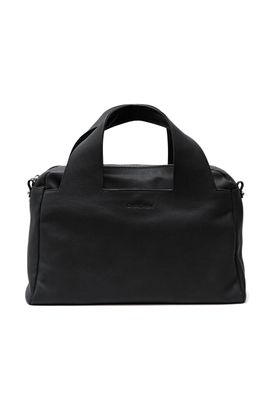 a black handbag on a white background