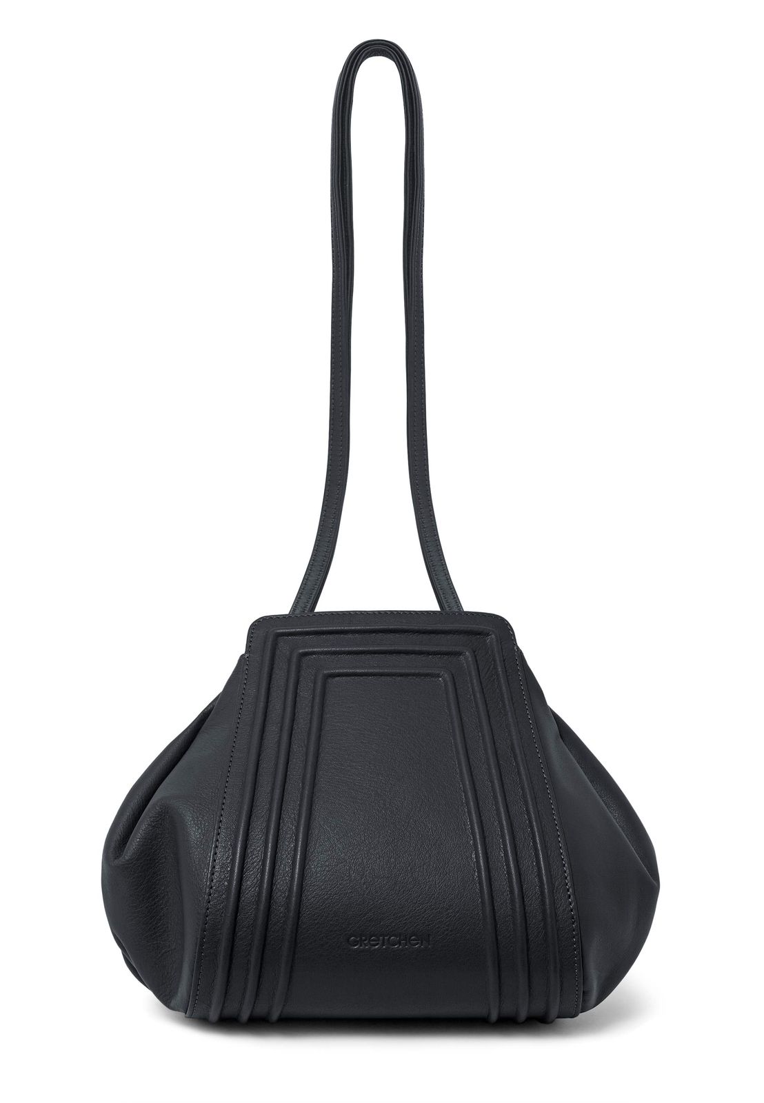 a black handbag on a white background