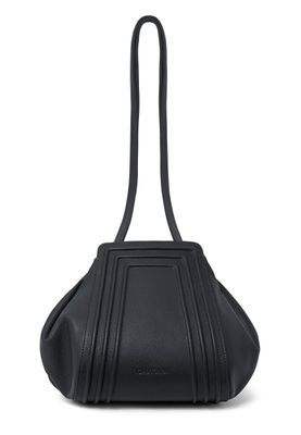 a black handbag on a white background