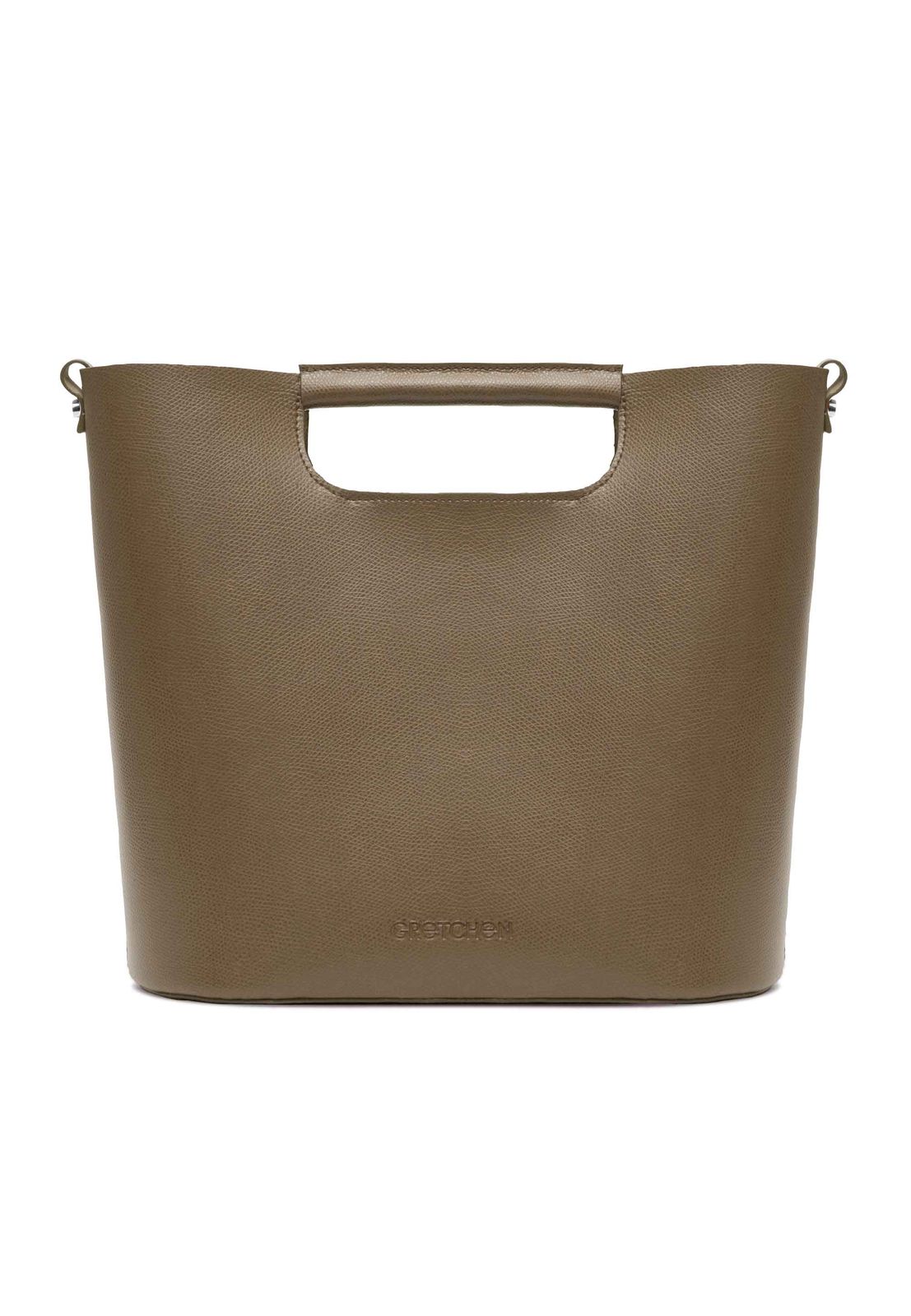 a tan leather tote bag with a handle