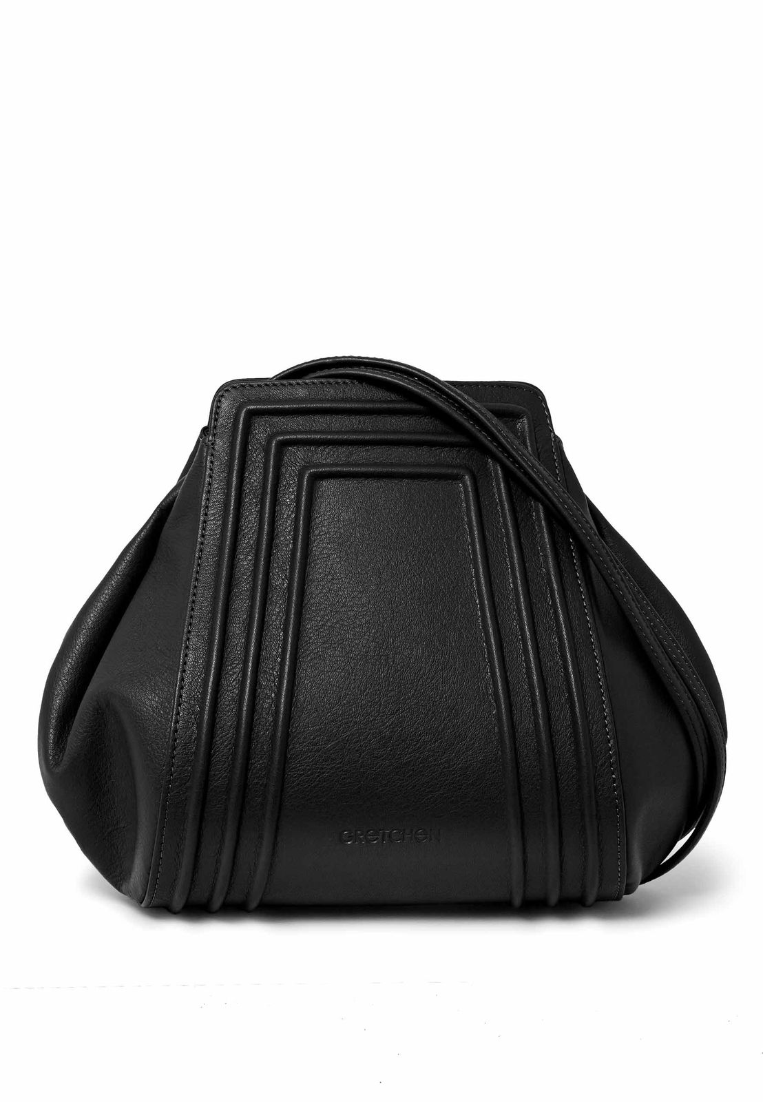 a black handbag on a white background