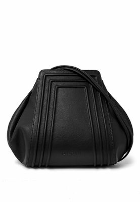 a black handbag on a white background