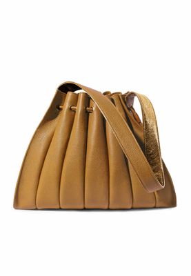 a brown handbag on a white background