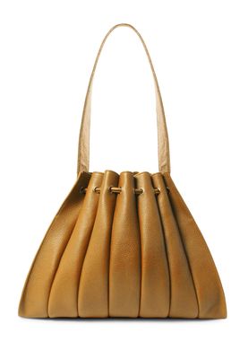 a brown purse on a white background