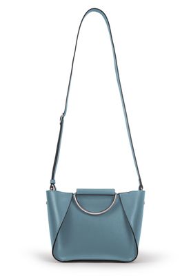 a blue handbag on a white background