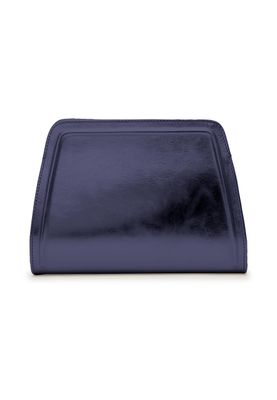 a blue purse on a white background