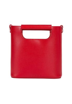 a red handbag on a white background