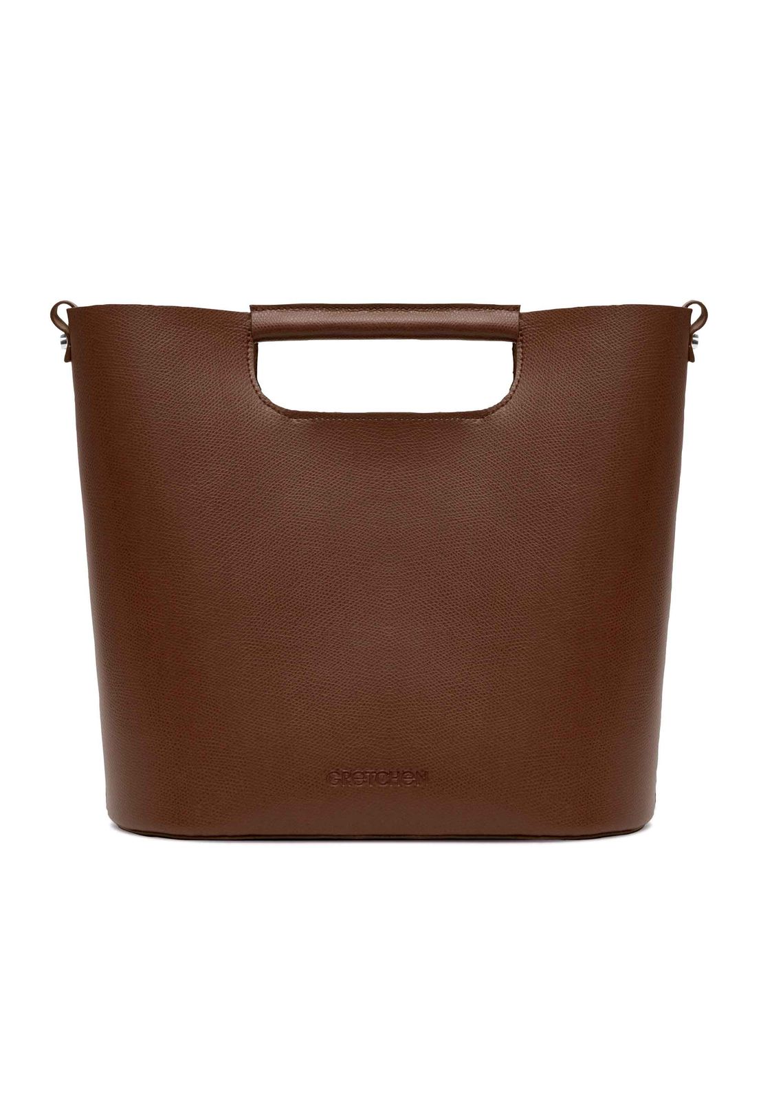 a brown leather tote bag with a handle