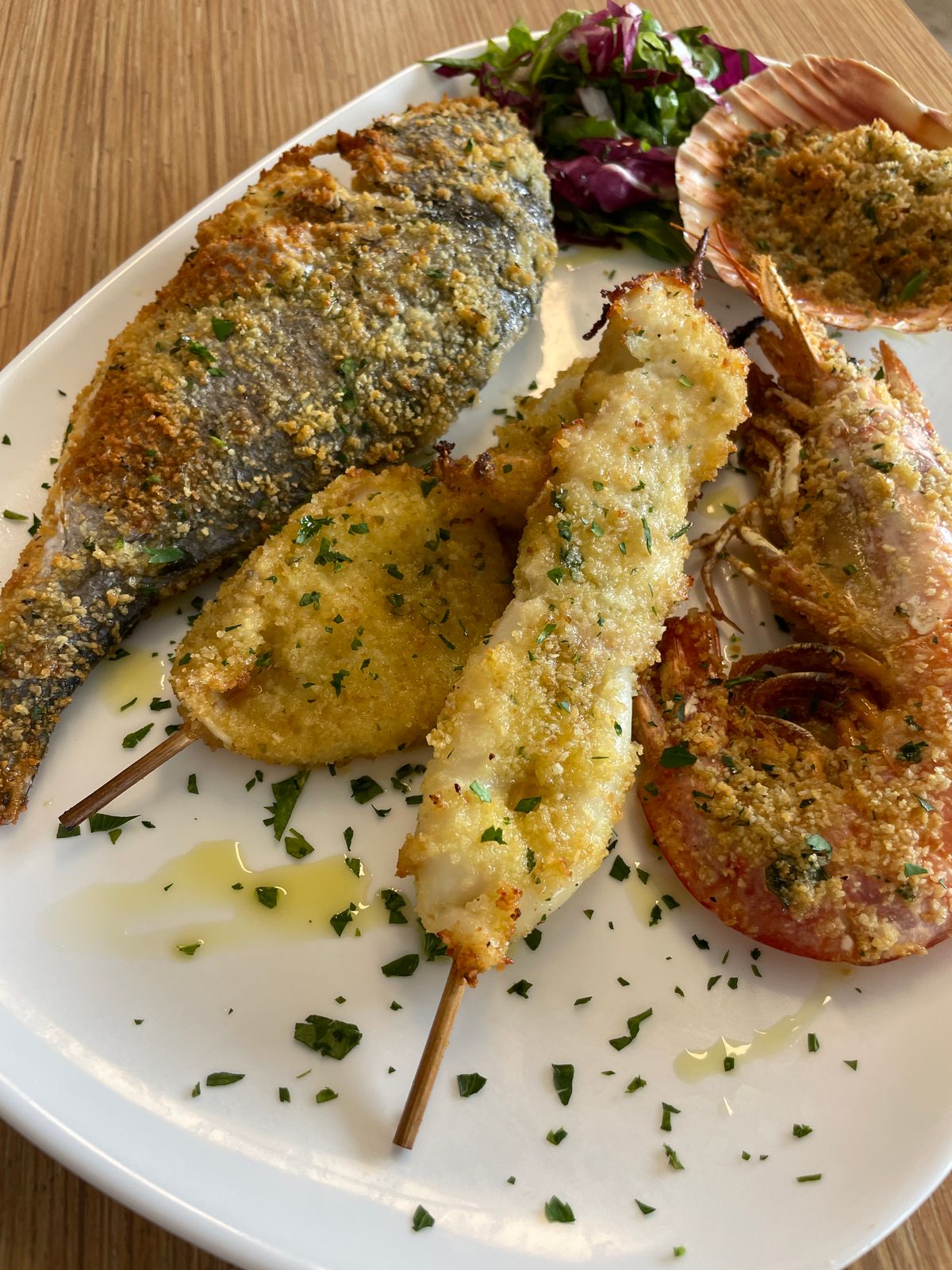 a white plate topped with different types of food