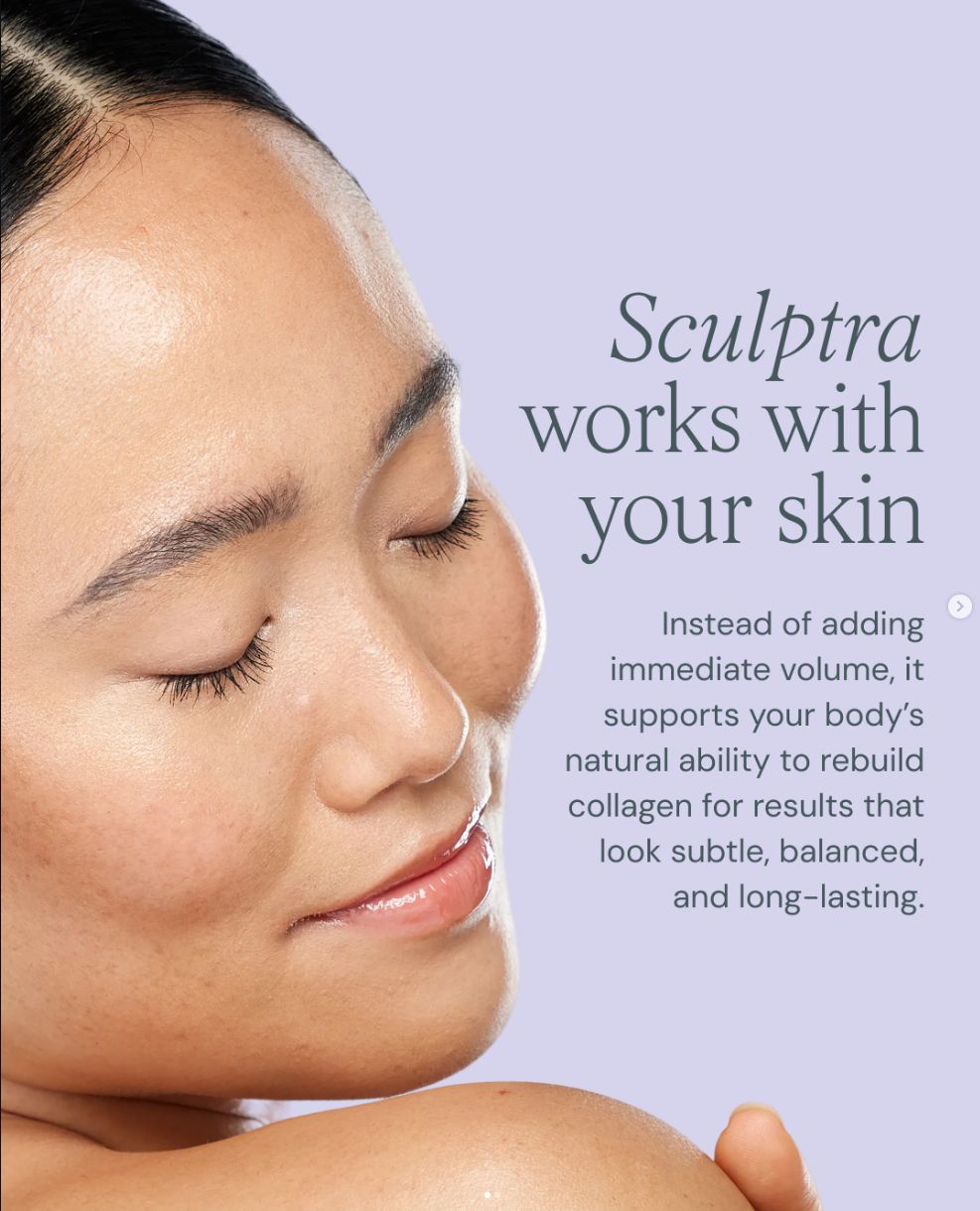 a woman with her eyes closed and her hand on her shoulder