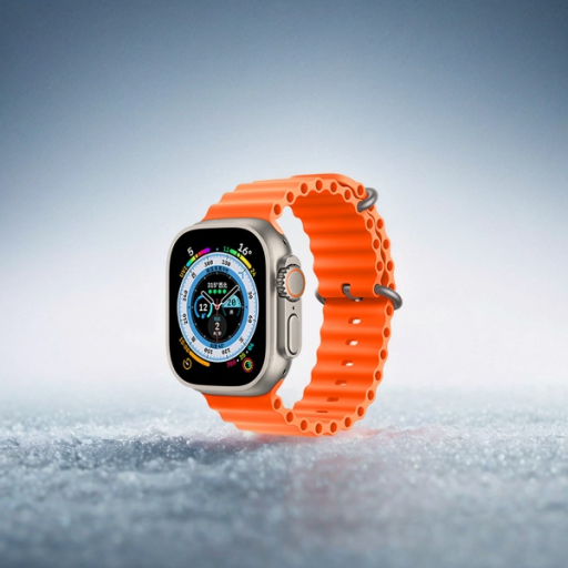 an apple watch with an orange band